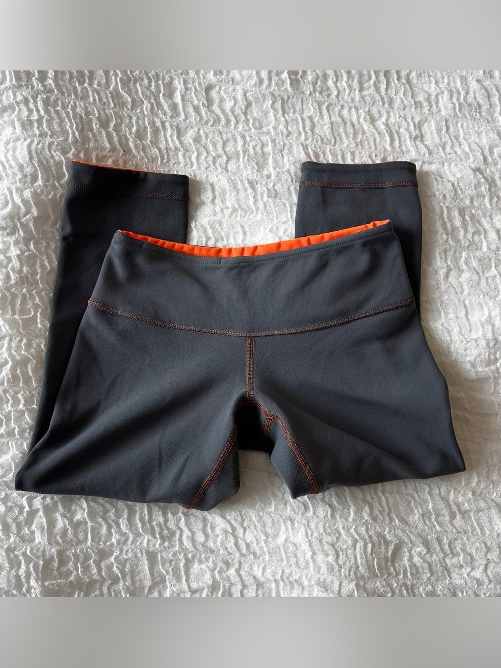 lululemon athletica Black Capri Leggings with Orange Accent